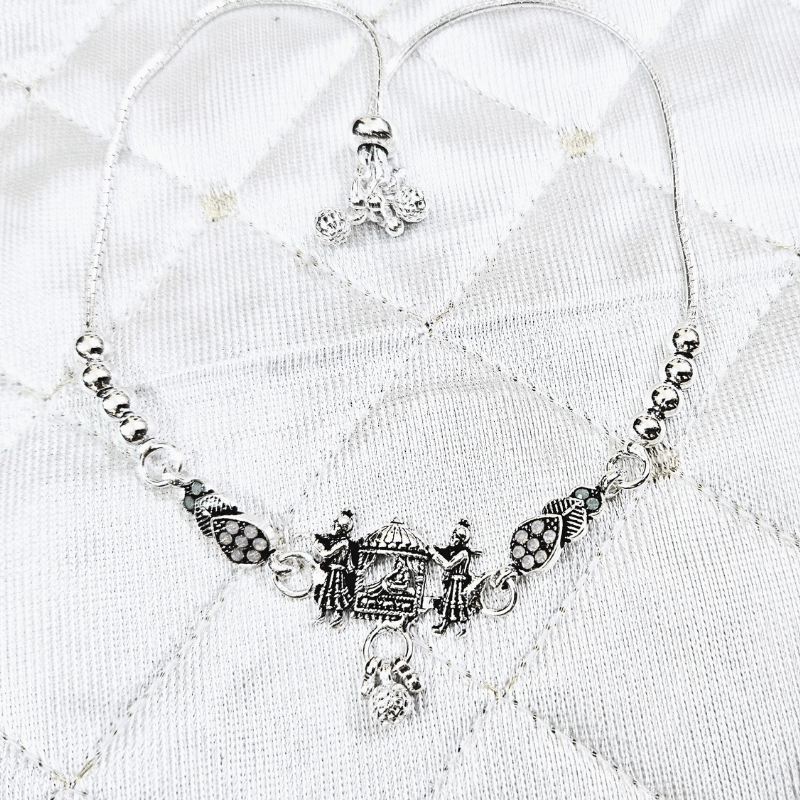 Traditional Silver Oxidised Baarat Payal Light weight