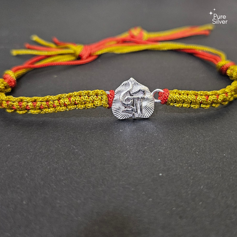 Shree on Leaf Pure Silver Rakhi – alternate view