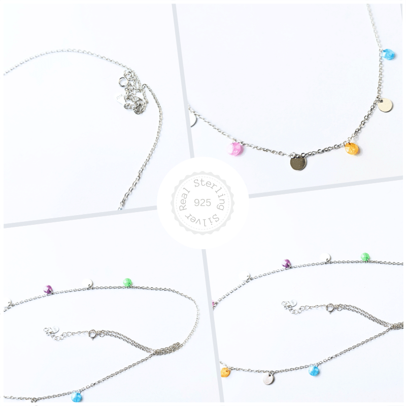 Silver Queen Necklace Multi color Crystal