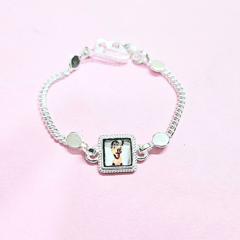 Kids Silver Rakhi Chota Bheem Square Shape