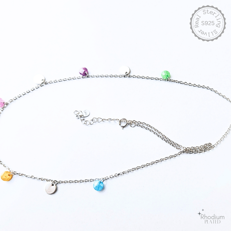 Silver Queen Necklace Multi color Crystal