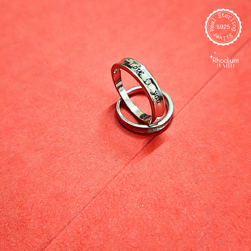 Love You Forever 925 Silver Couple Band – alternate view