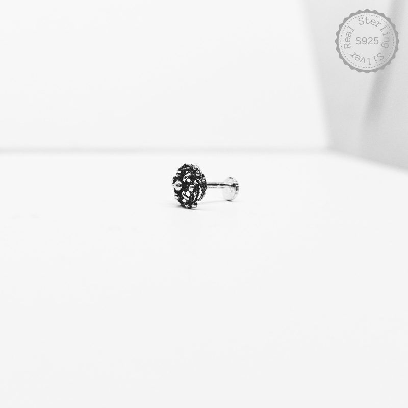 Premium 925 Silver Oxidized Traditional Nose Pin
