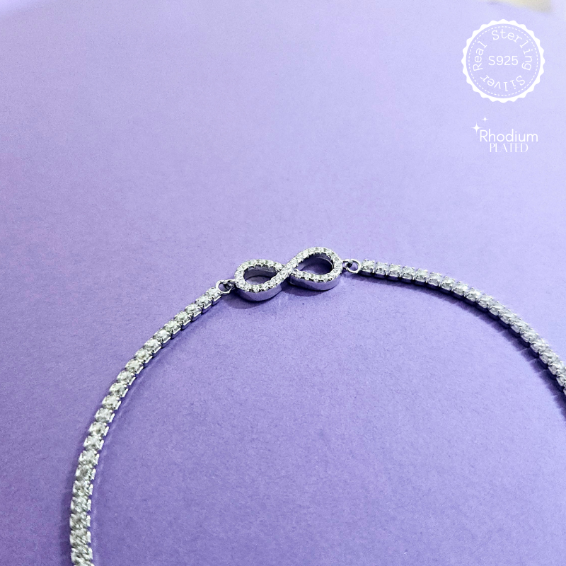Infinity Bracelet with Rhodium Plating – alternate view