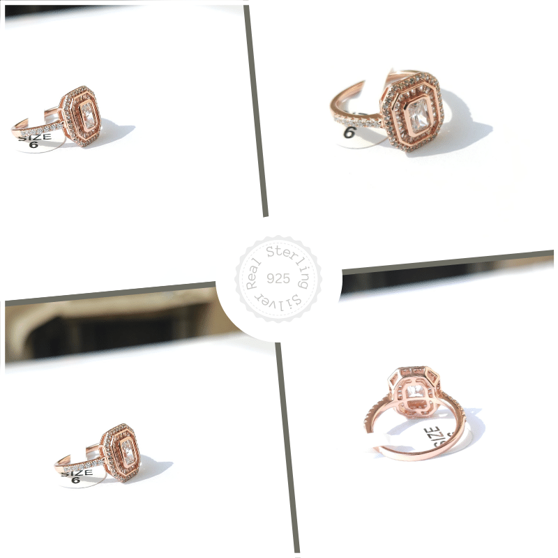 Silver Classic Solitaire Ring - Rose Gold