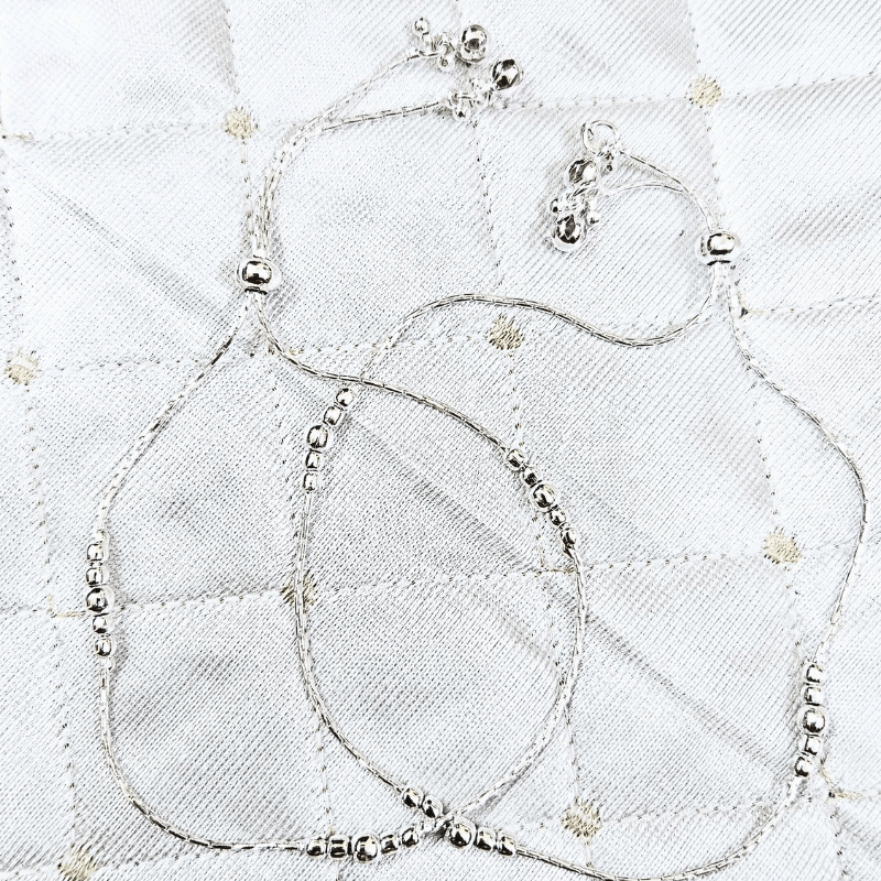 Silver Plain Dangles Adjustable Payal with Pink Dangles