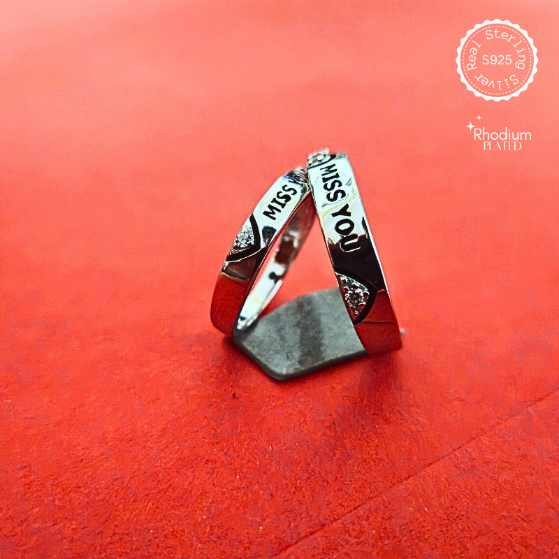 Miss You 925 Silver Couple Band – alternate view