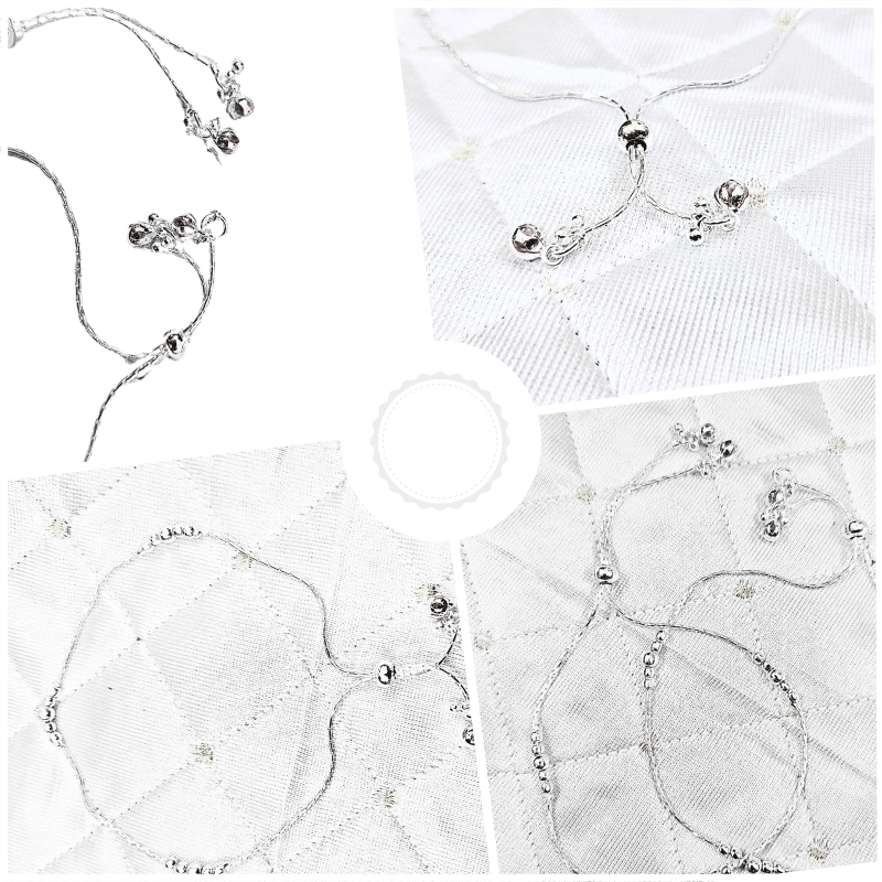 Silver Plain Dangles Adjustable Payal with Pink Dangles