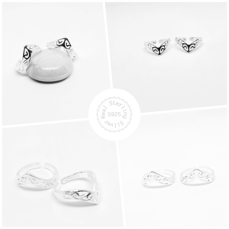 Crown 925 Silver Adjustable Toe Rings
