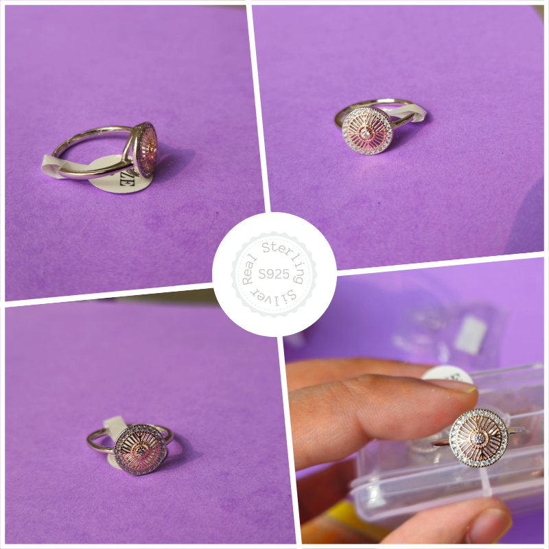 Silver Round Ring with Zircon