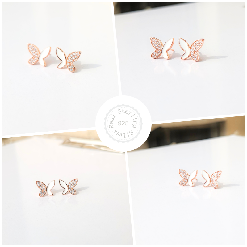 Beautiful Butterfly with CZ 925 Silver Earrings