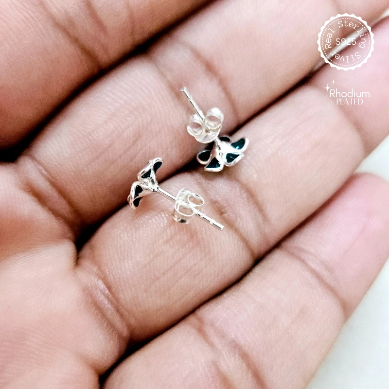 925 Silver Green Flower Kids Earrings | Silvra™