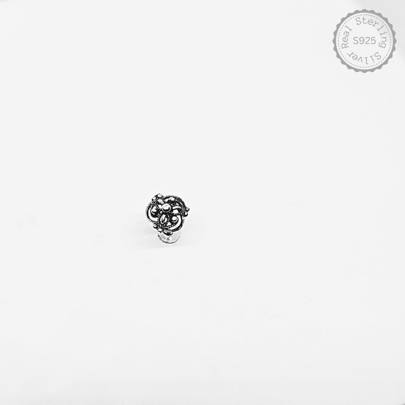 Premium 925 Silver Oxidized Floral Nose Pin