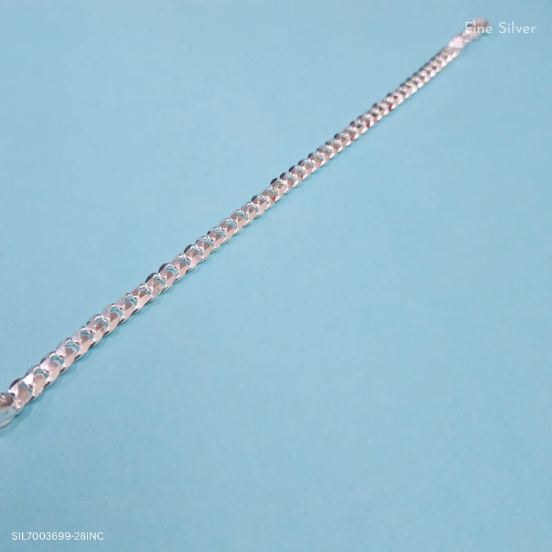 Men’s Pure Silver Curb Link Bracelet – Classic Chain Design | Silvra