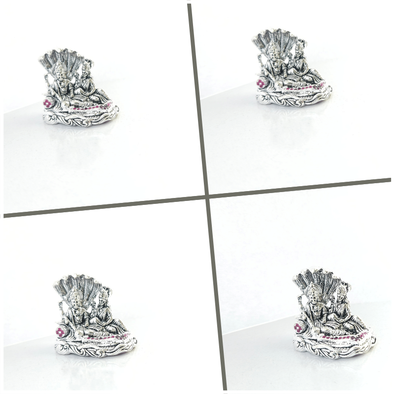 Shree Vishnu with Laxmi Ji Silver Oxidised