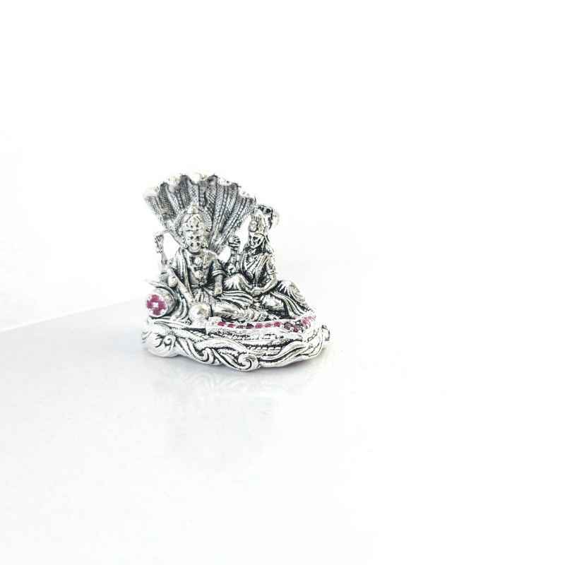 Shree Vishnu with Laxmi Ji Silver Oxidised
