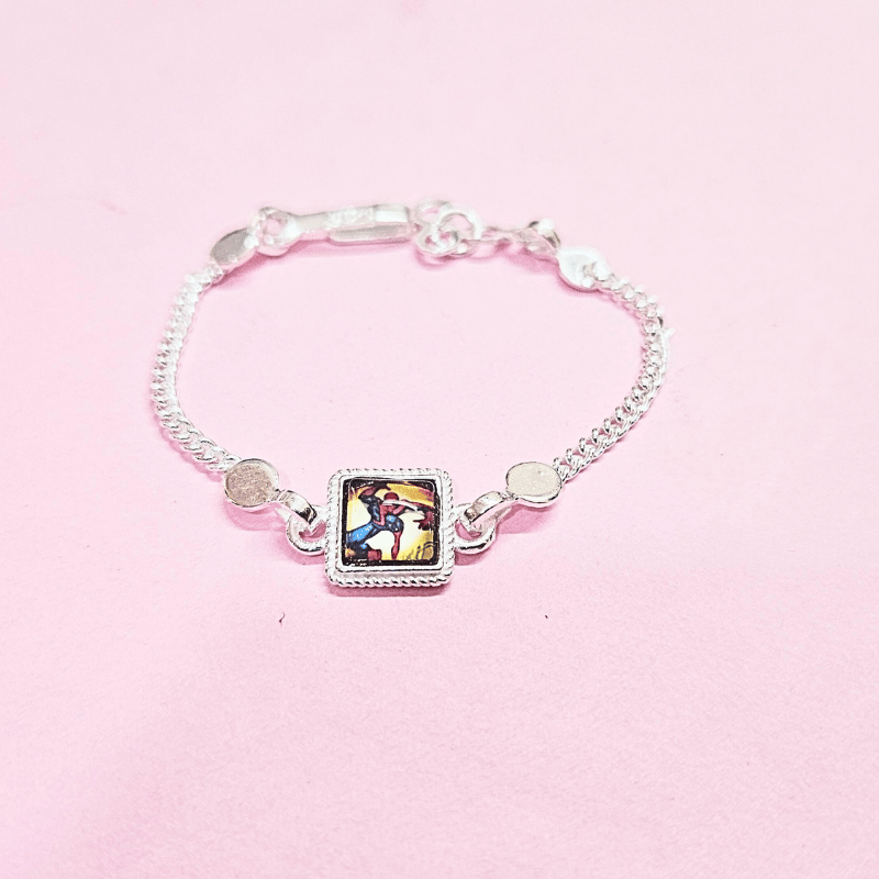Spider man Kids Silver Rakhi with Chain