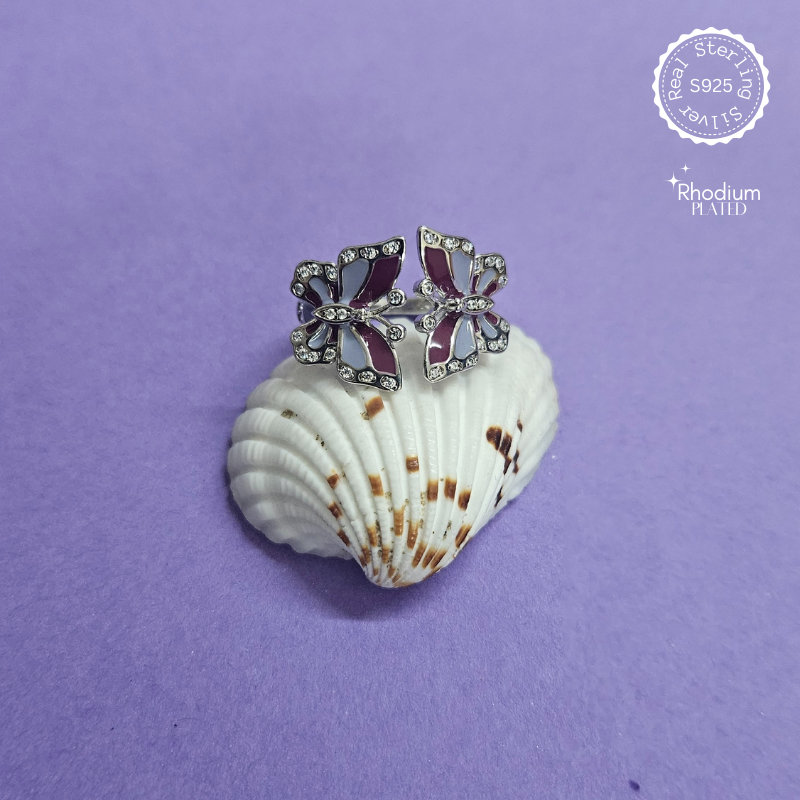Butterfly Adjustable Silver Ring – alternate view