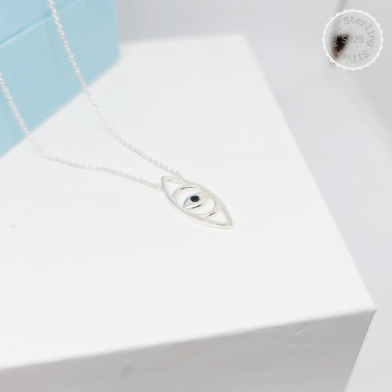Premium Evil Eye 925 Sterling Silver Pendent with Chain