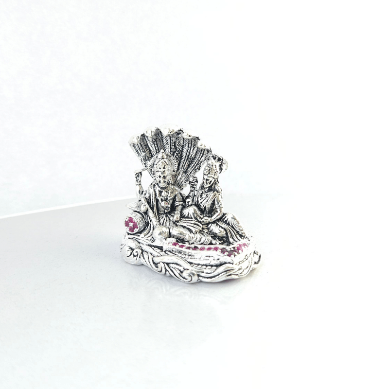 Shree Vishnu with Laxmi Ji Silver Oxidised
