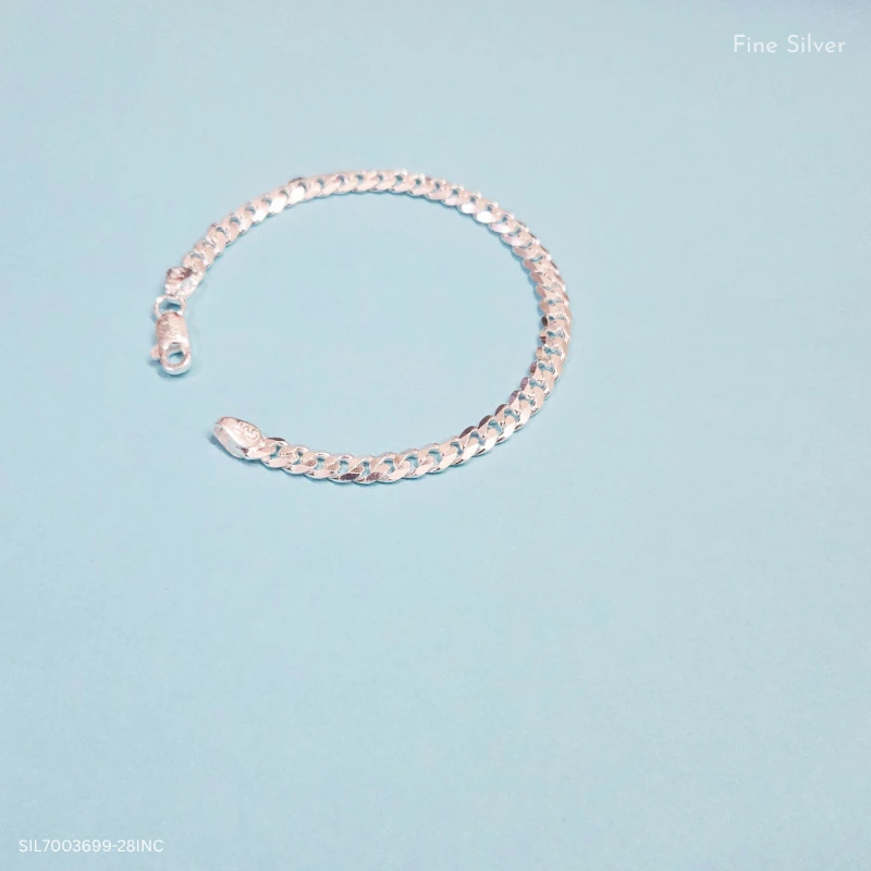 Men’s Pure Silver Curb Link Bracelet – Classic Chain Design | Silvra