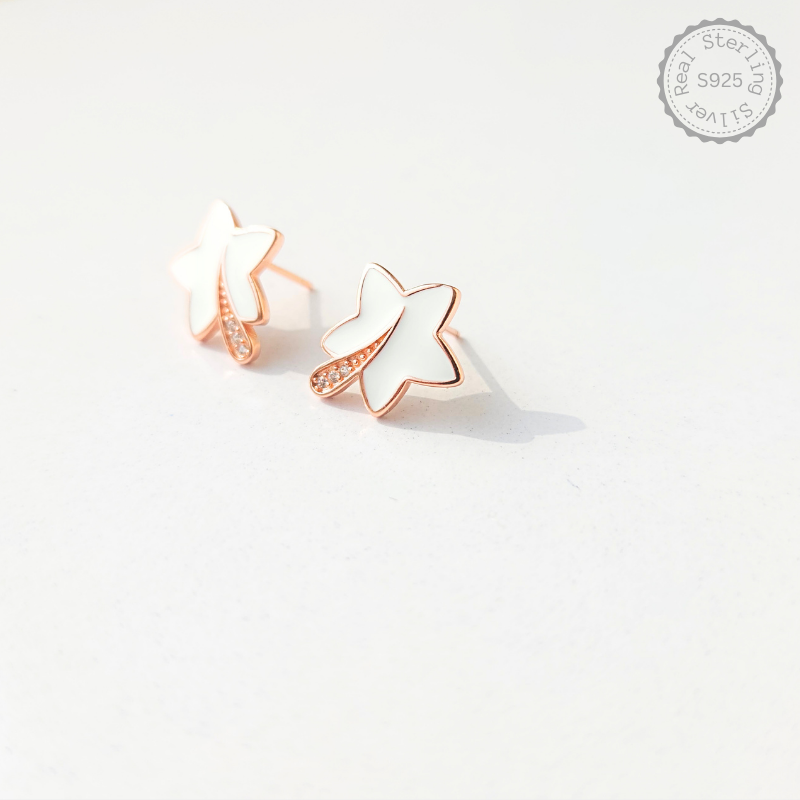 Rose Gold Flower CZ 925 Silver Earrings | Silvra™
