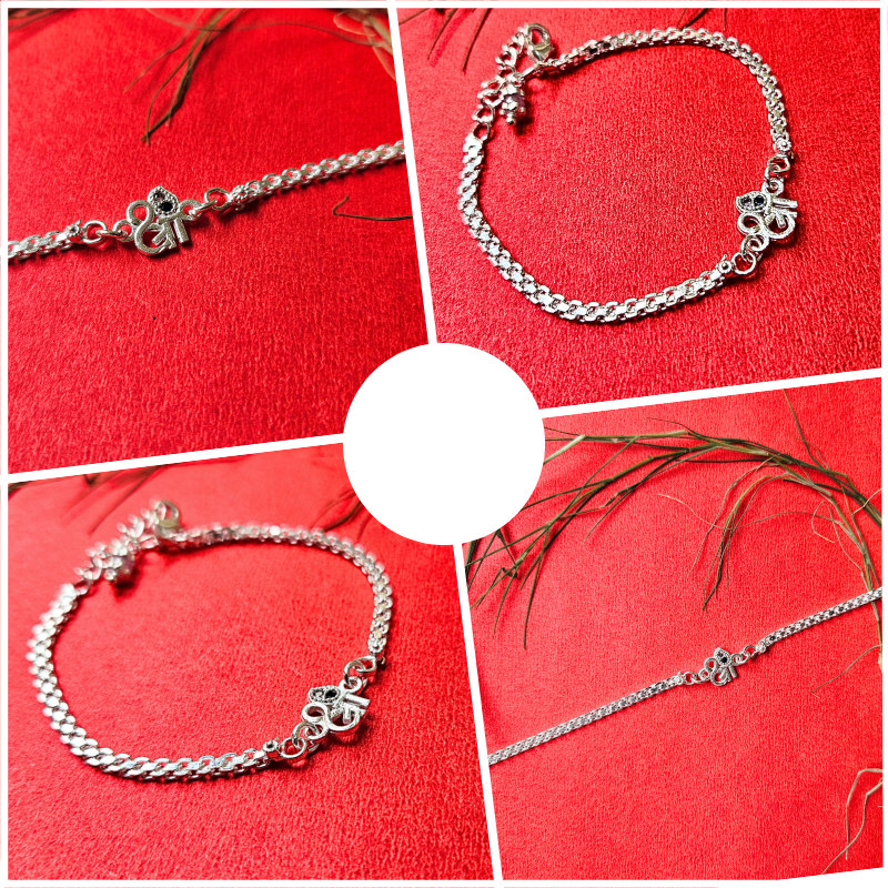 Silver Chain Rakhi with Shree Letter in Hindi