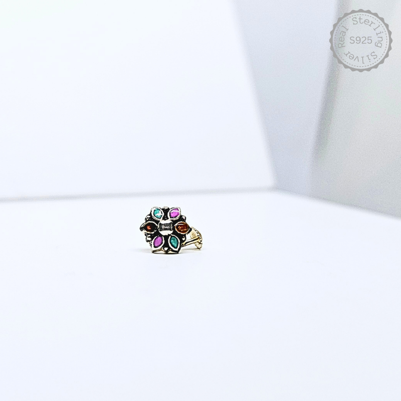 Premium 925 Silver Nose Pin MultiColour – alternate view