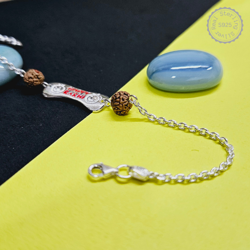 925 Silver Chain Rakhi with Rudraksha