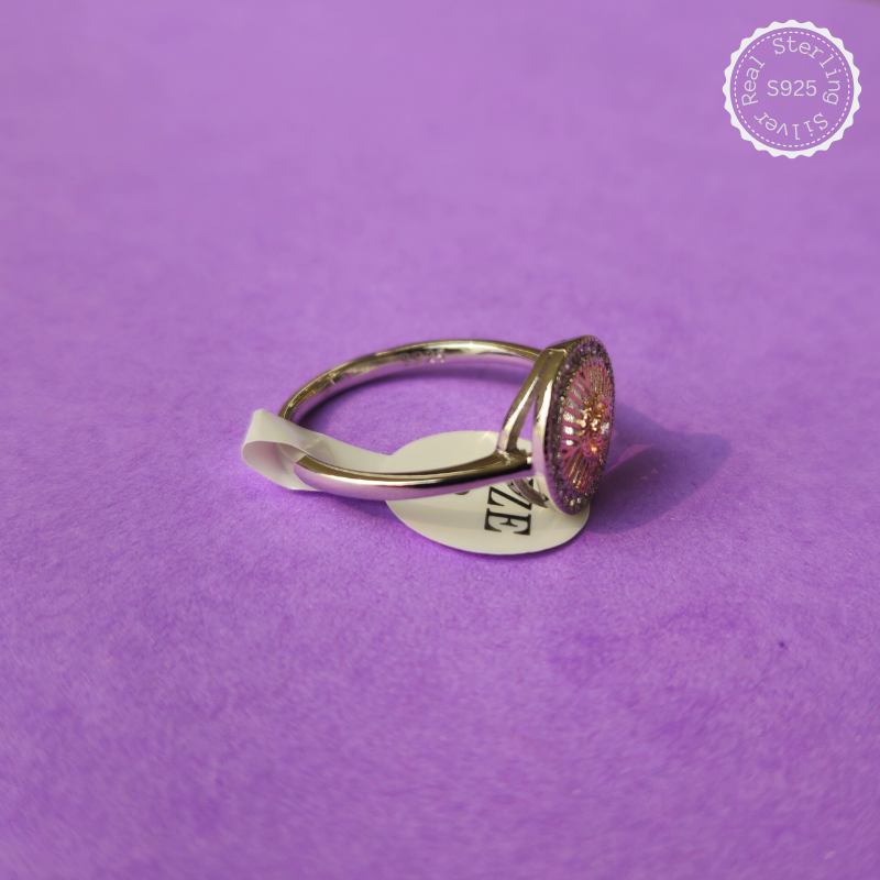Silver Round Ring with Zircon