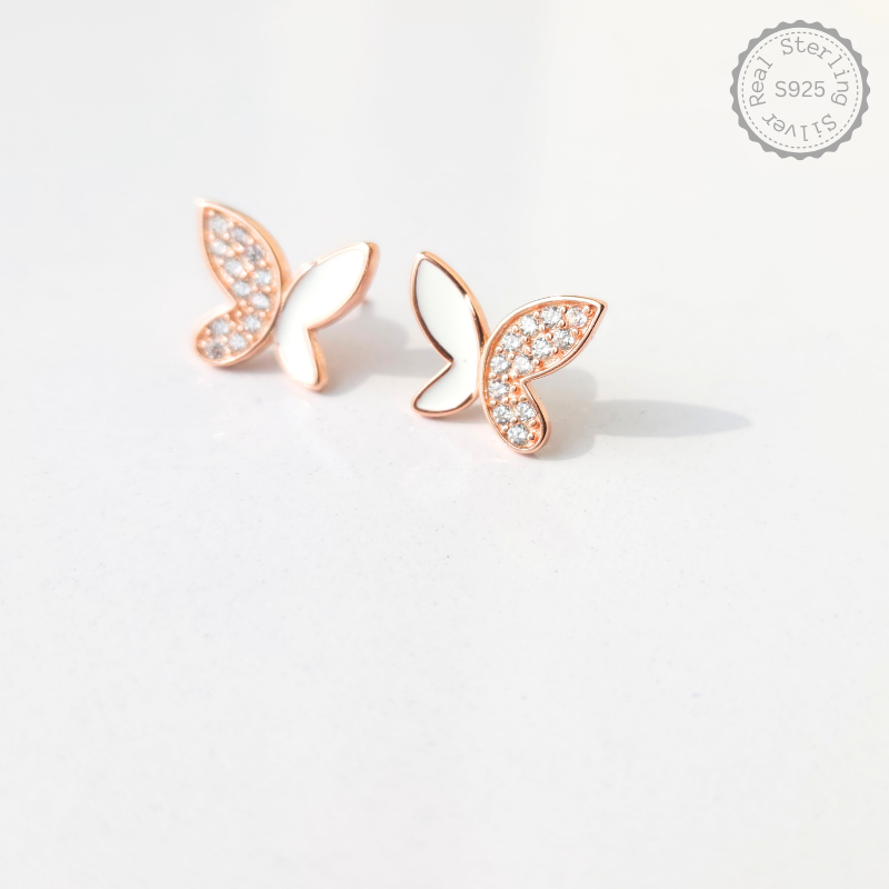 Beautiful Butterfly with CZ 925 Silver Earrings