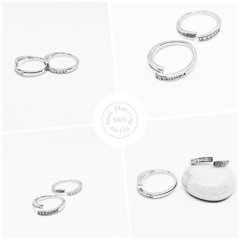 Simple CZ 925 Silver Adjustable Toe Rings