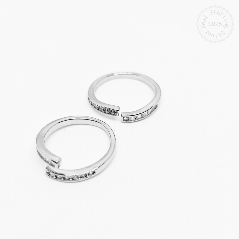 Simple CZ 925 Silver Adjustable Toe Rings