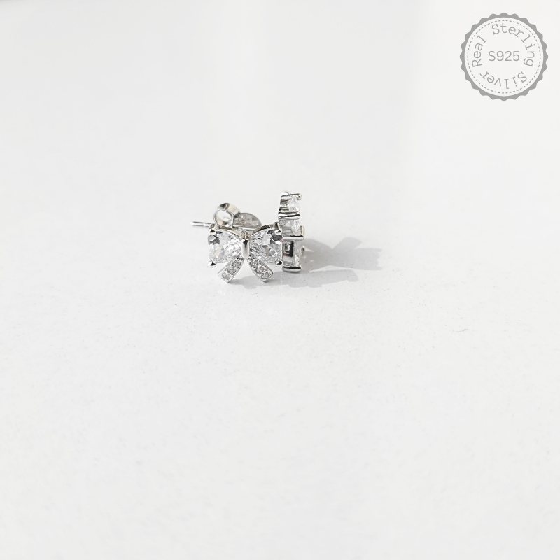 Silver Zircon Floral Knot Earrings