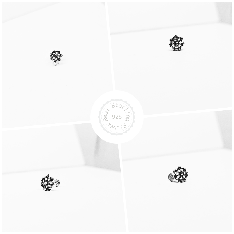 Premium 925 Silver Oxidized Umbrella Nose Pin