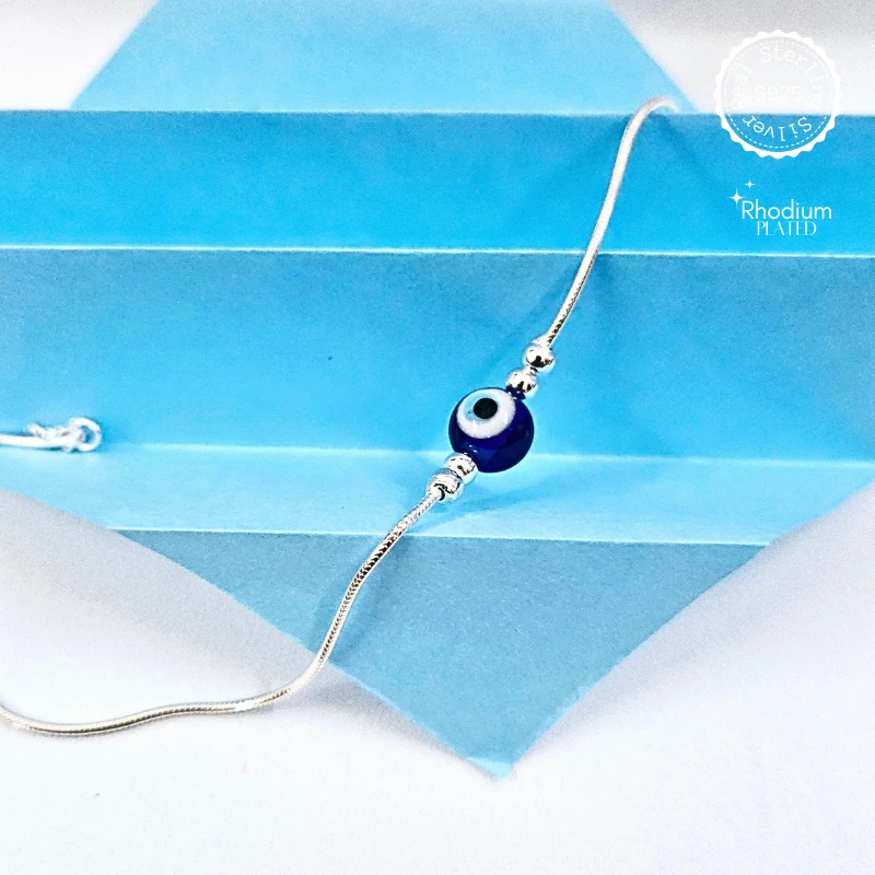 Evil Eye Anklets – 925 Sterling Silver with Rhodium Plating - 1