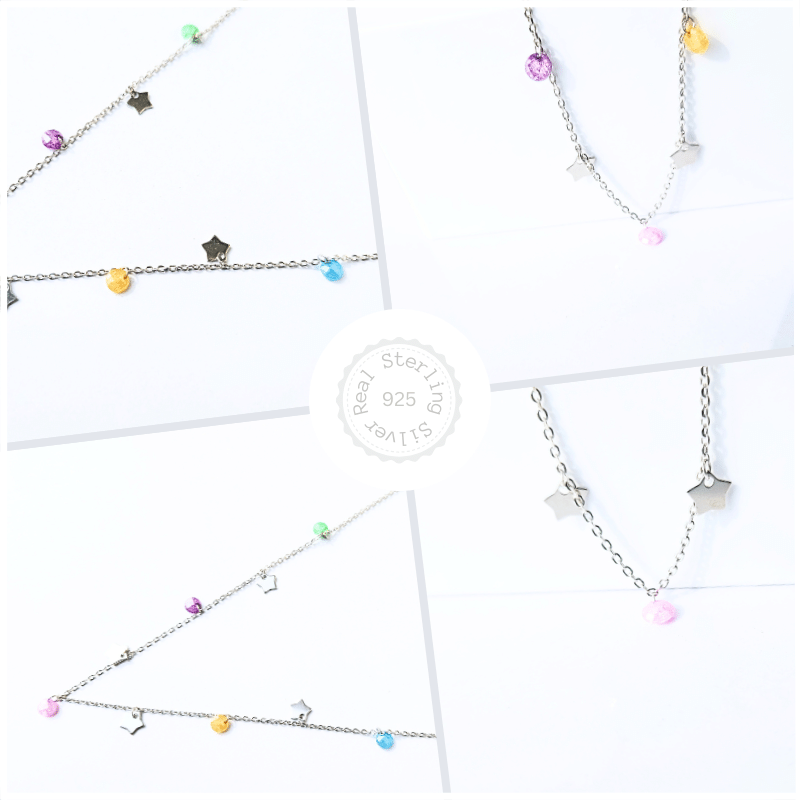 Silver Queen Necklace Star Dangles