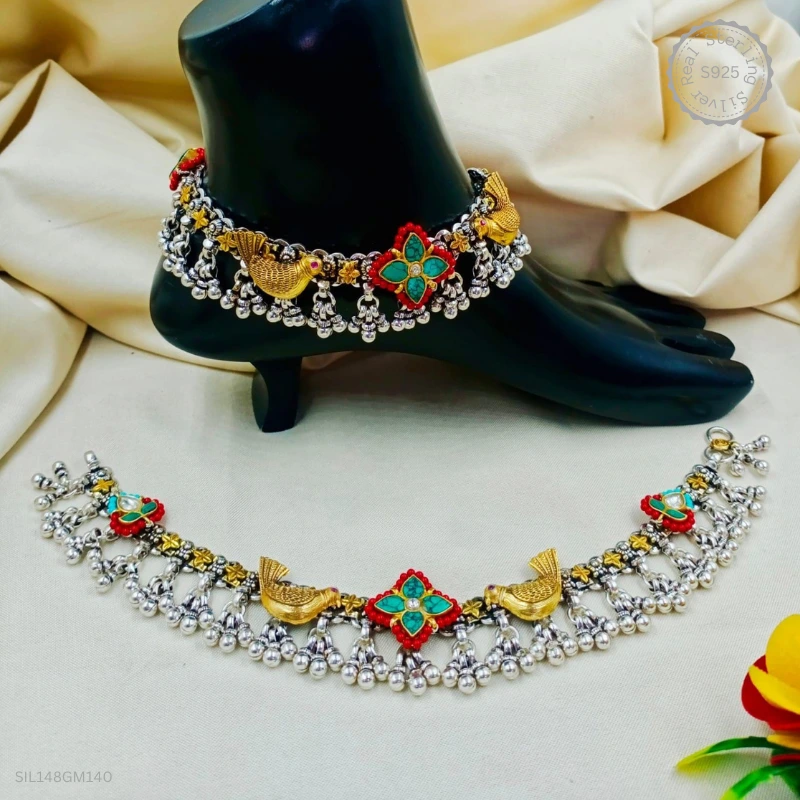 Elegant Fusion Anklets – Pure 925 Silver Handcrafted Boho-Chic Anklet