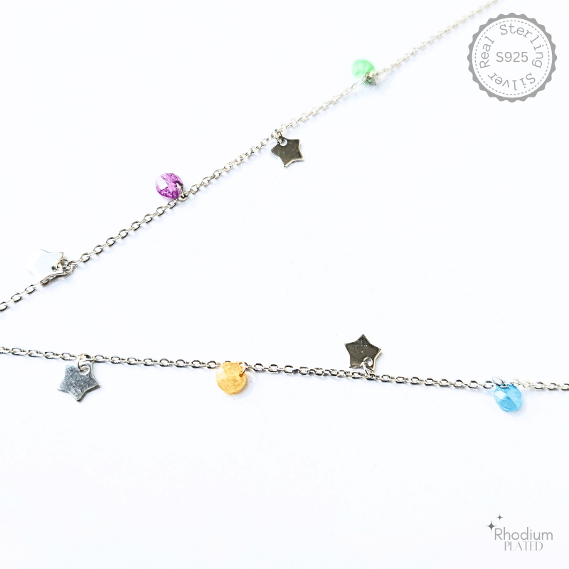 Silver Queen Necklace Star Dangles