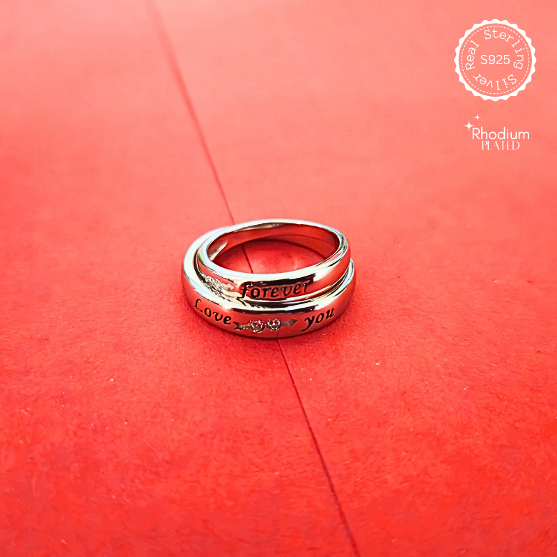 Love You 925 Silver Couple Band