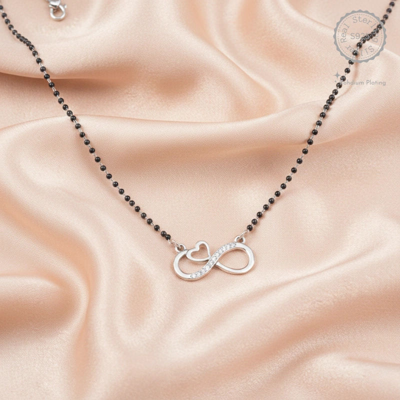 Silver Infinity Heart Mangalsutra – alternate view