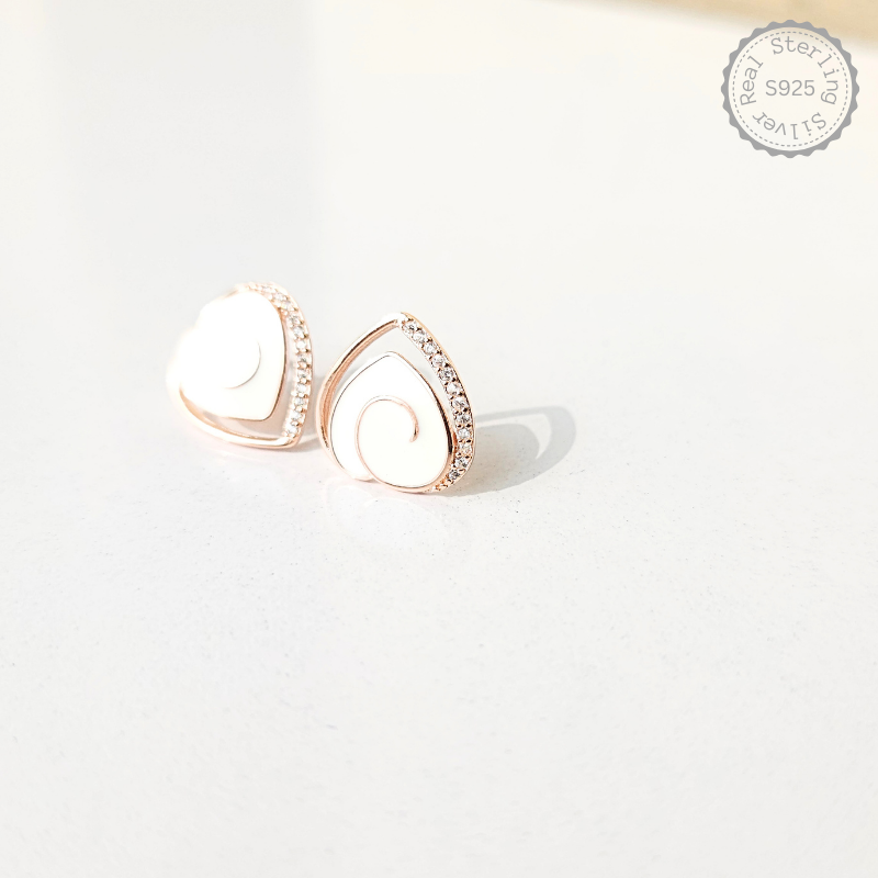 Heart with CZ 925 Silver Earrings – alternate view