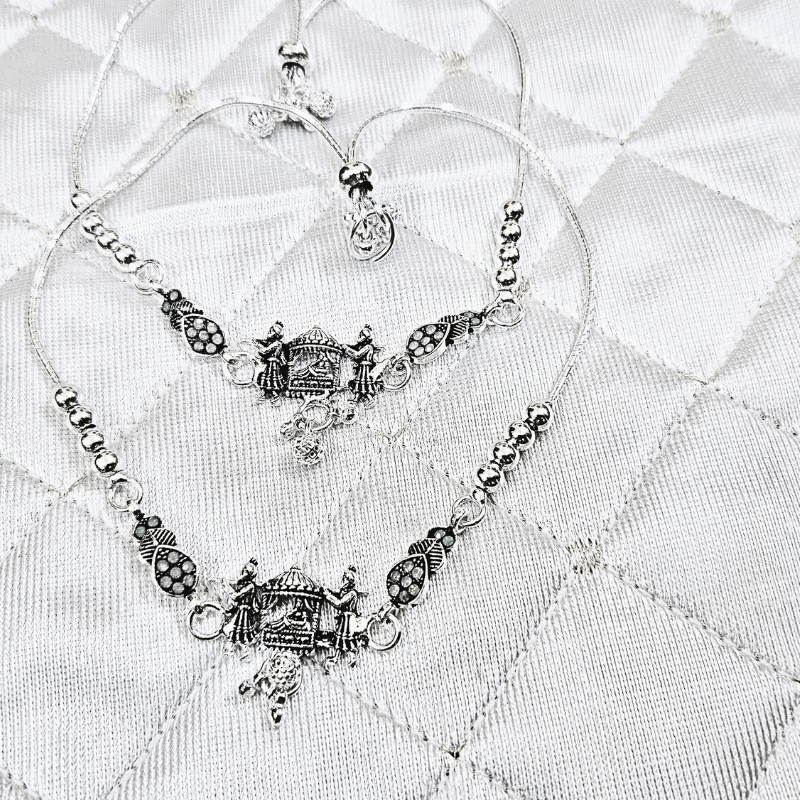 Traditional Silver Oxidised Baarat Payal Light weight