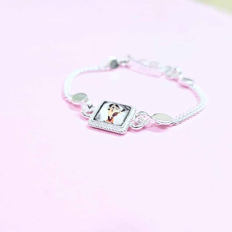 Kids Silver Rakhi Chota Bheem Square Shape
