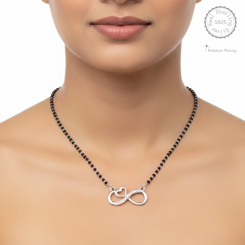 Silver Infinity Heart Mangalsutra
