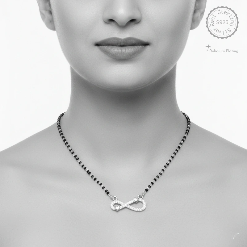 Silver Infinity Mangalsutra with Heart