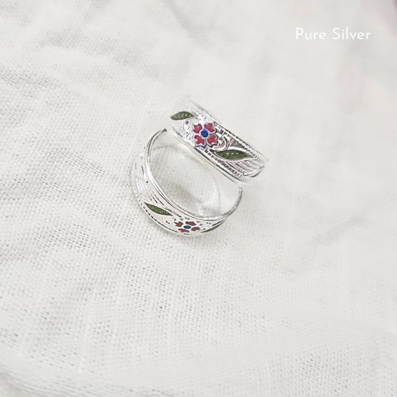 Fine Silver Floral Toe Rings