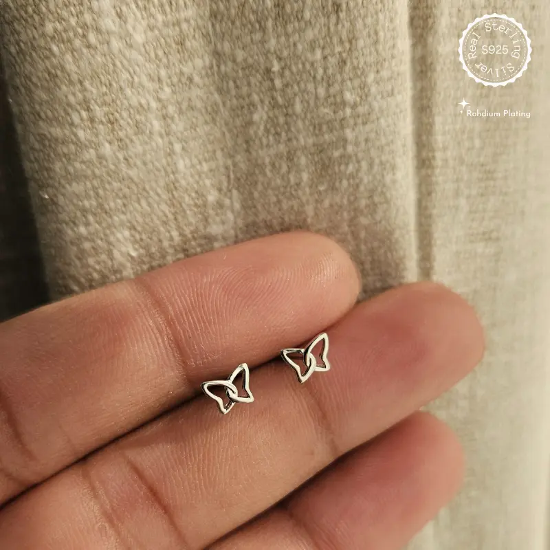 925 Silver Tiny Butterfly Stud Earrings