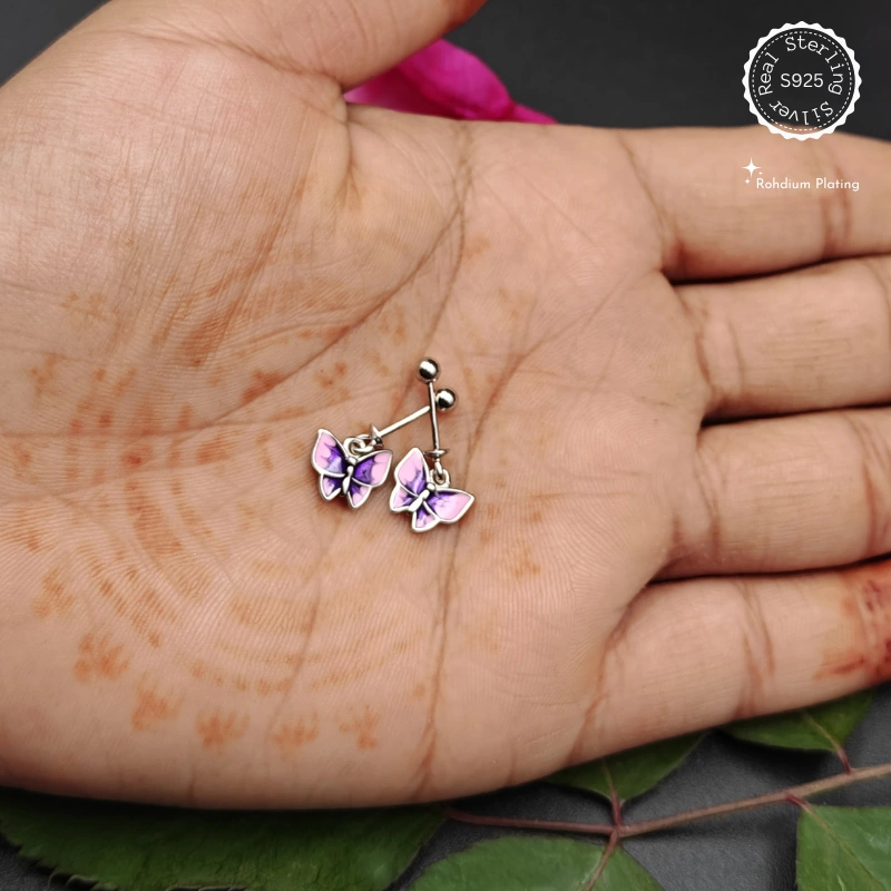 925 Silver Pink Butterfly Bugdi