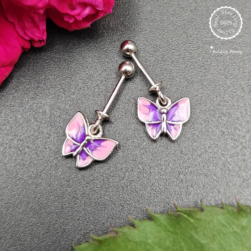 925 Silver Pink Butterfly Bugdi